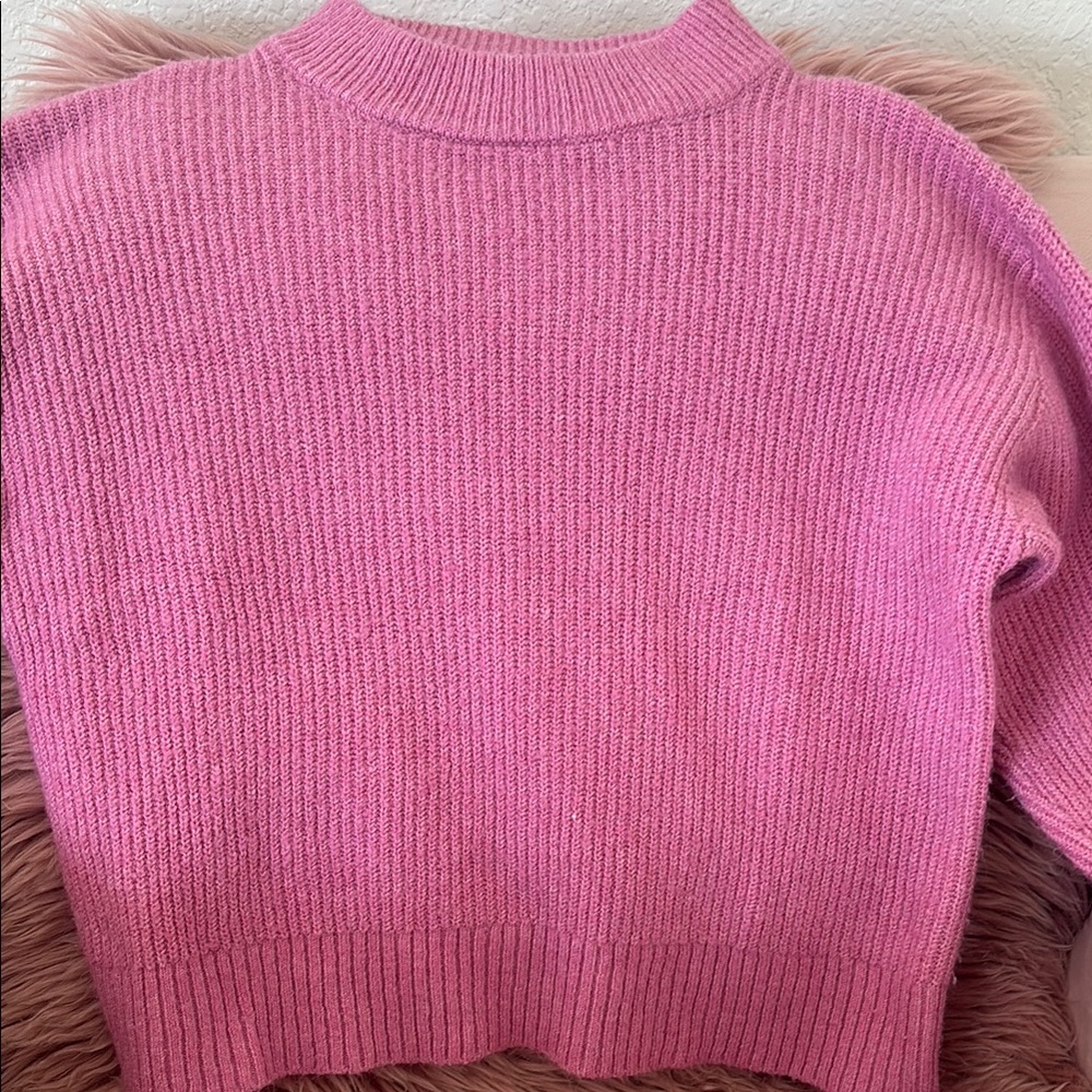 Zara Pink Ribbed Knit Sweater